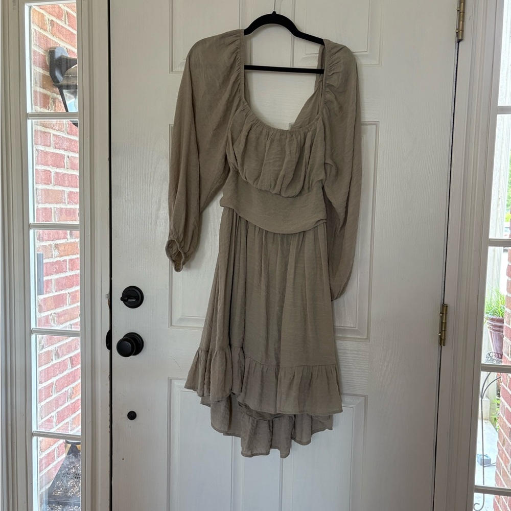 XL Peasant Cottagecore Khahki colored dress